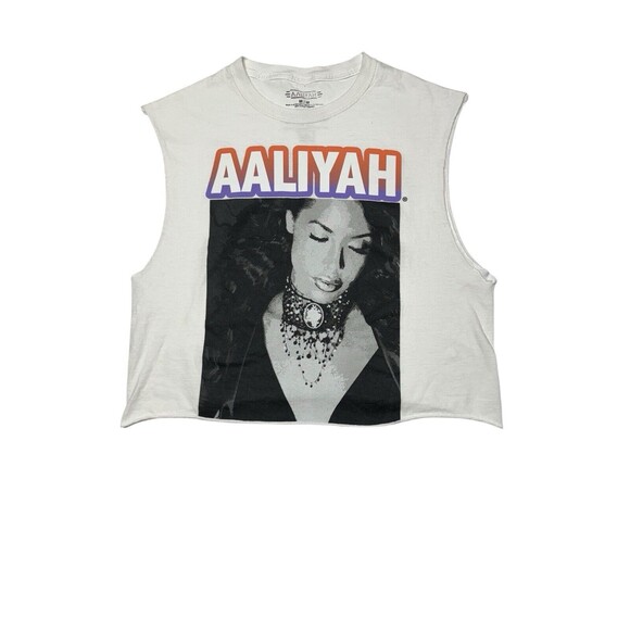 Aaliyah Cut Off Cropped Shirt Women’s‎ Oversized Size Medium - Picture 1 of 6